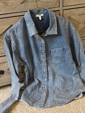 Maurices Light Blue Denim Button-Down Shirt